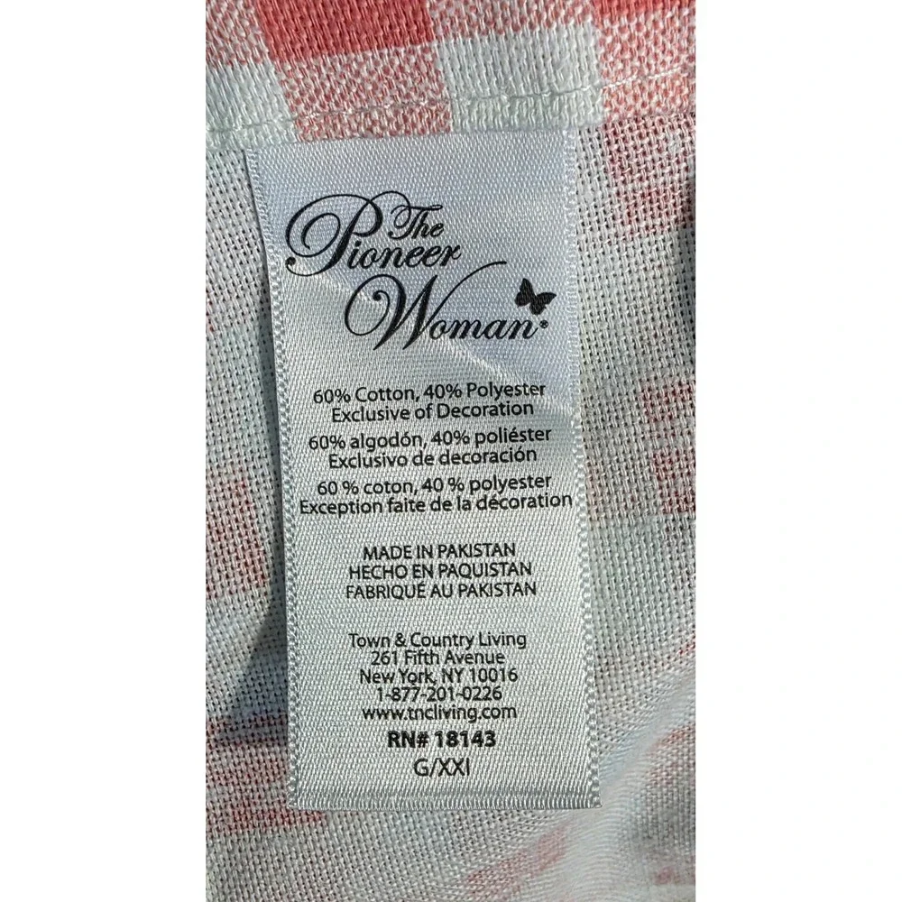 The Pioneer Woman Floral Gingham Kitchen Window Curtain Panel Pink Blue 30x36
